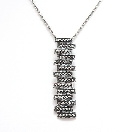 Marcasite Sterling Silver Hinged Brick Pendant - Click Image to Close